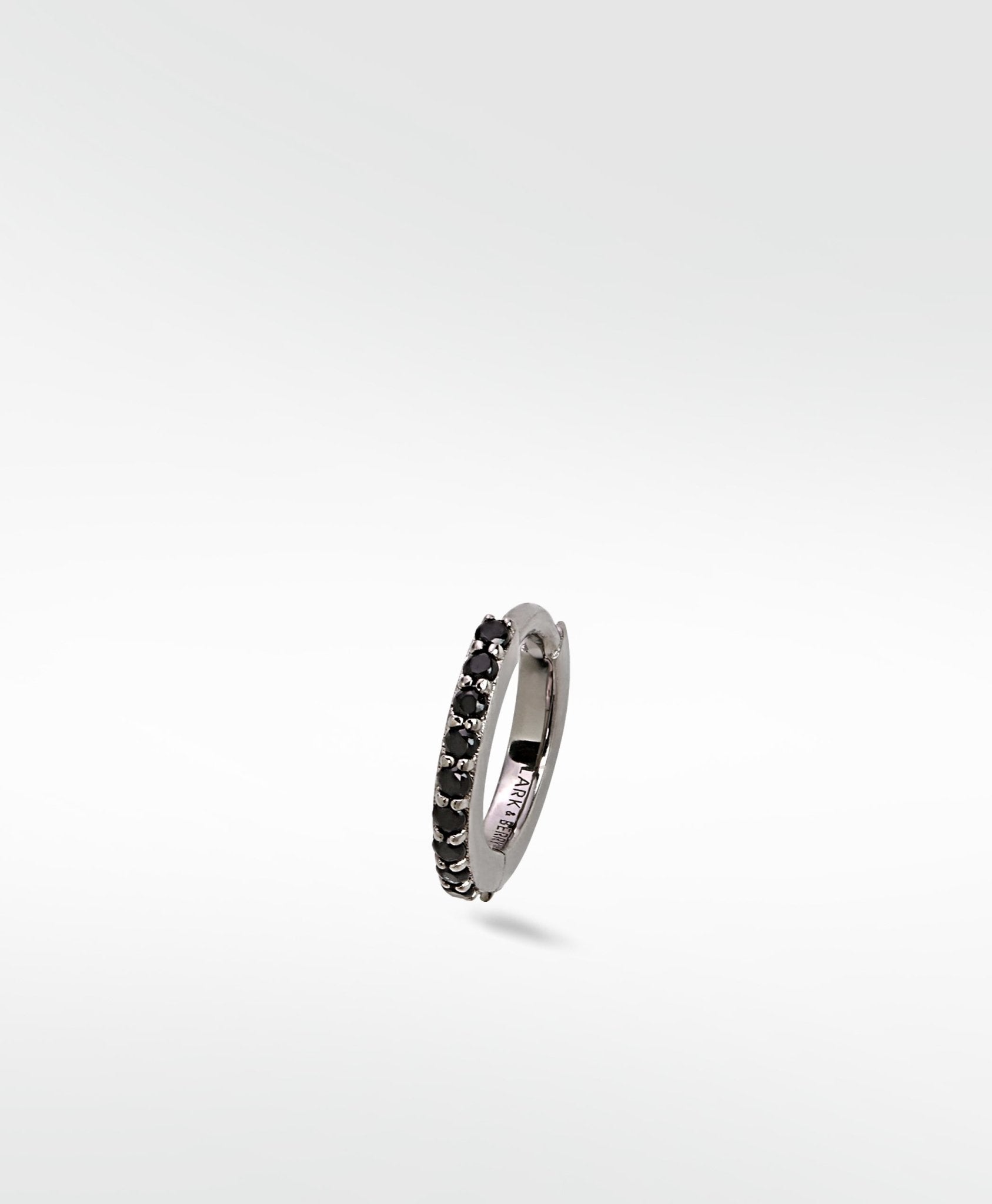 Modernist Pavé Black Spinel Medium Hoop - Lark and Berry