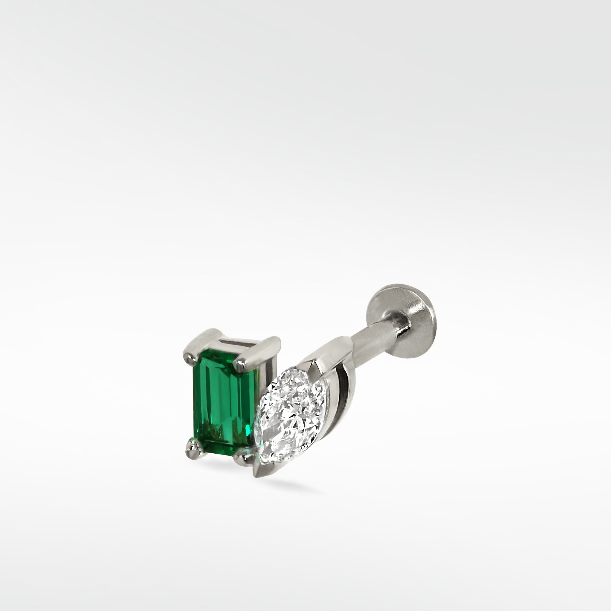 Veto Lux Emerald and Marquise Diamond Stud