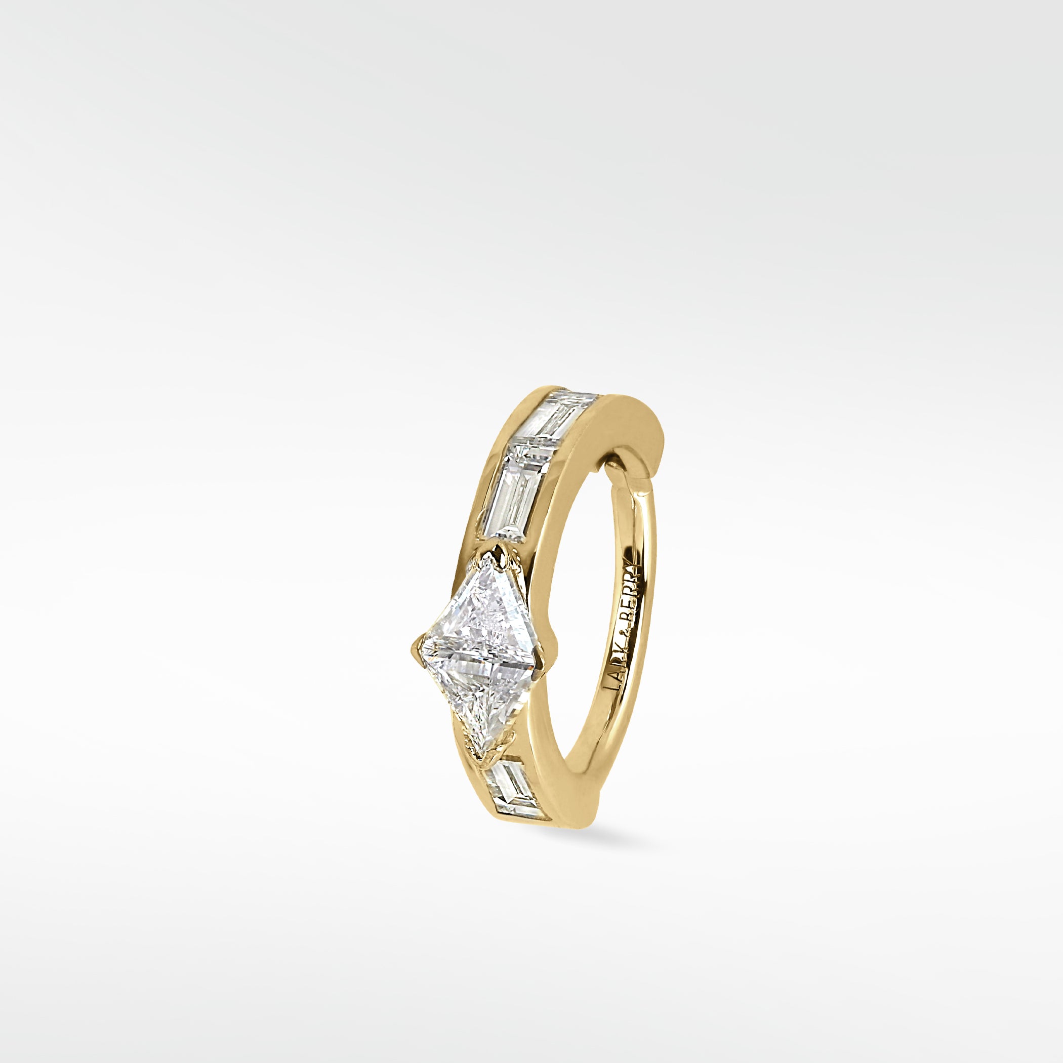 Modernist Triangle and Baguette Diamond Hoop