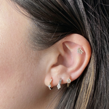 Modernist Triangle and Baguette Diamond Hoop