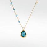 Gold pendant blue spinel pendant with cultured diamonds lab grown diamonds created diamonds lark and berry