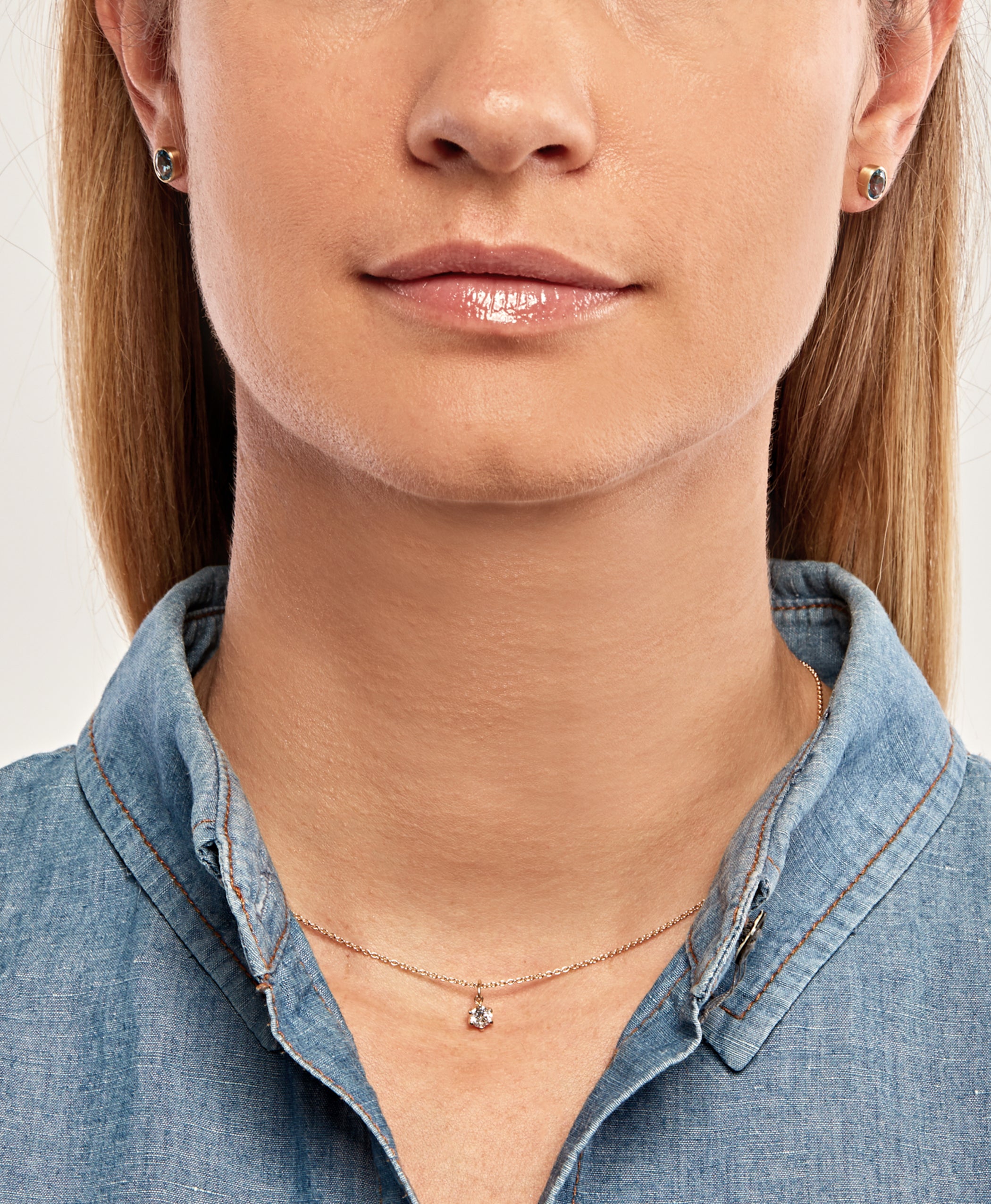 Blue stud earrings with cultured diamonds lab grown diamonds created diamonds lark and berry