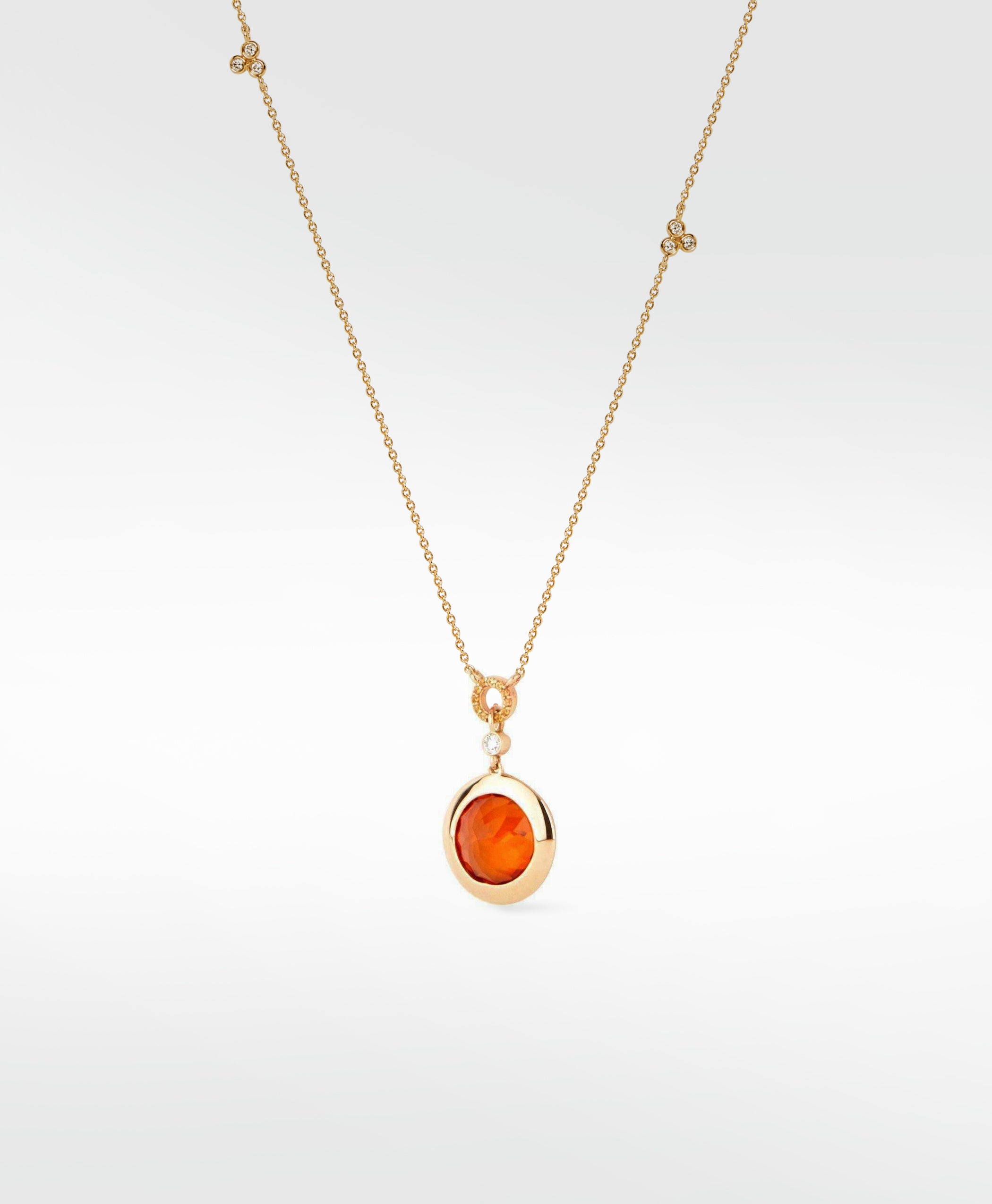 Orange sapphire necklace with cultured diamonds lab grown diamonds created diamonds lark and berry