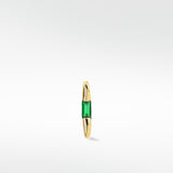 Squared Baguette Set Hoop - Emerald