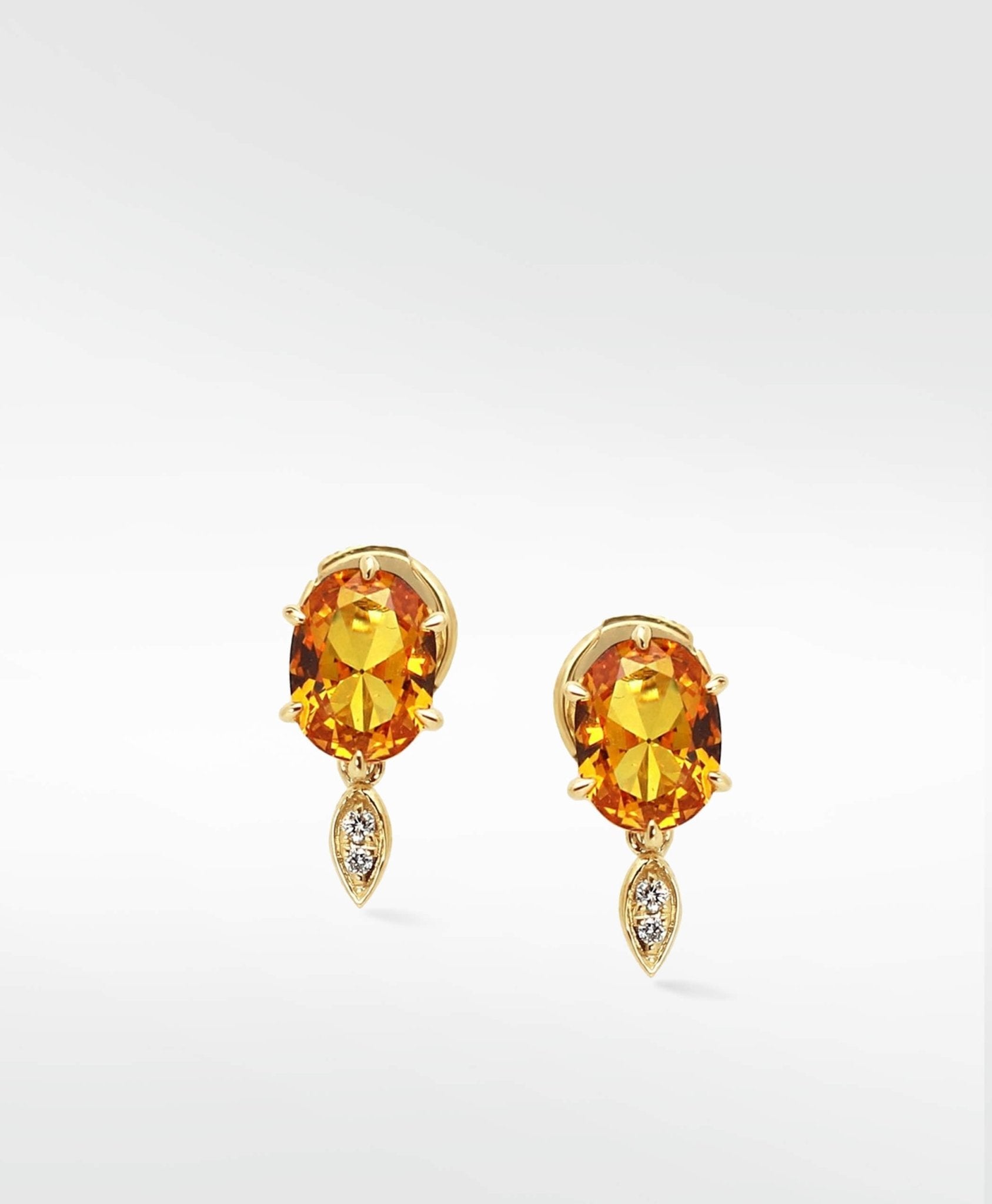 Alicia Sapphire and Diamond Leaf Stud Earrings in 14K Gold - Lark and Berry