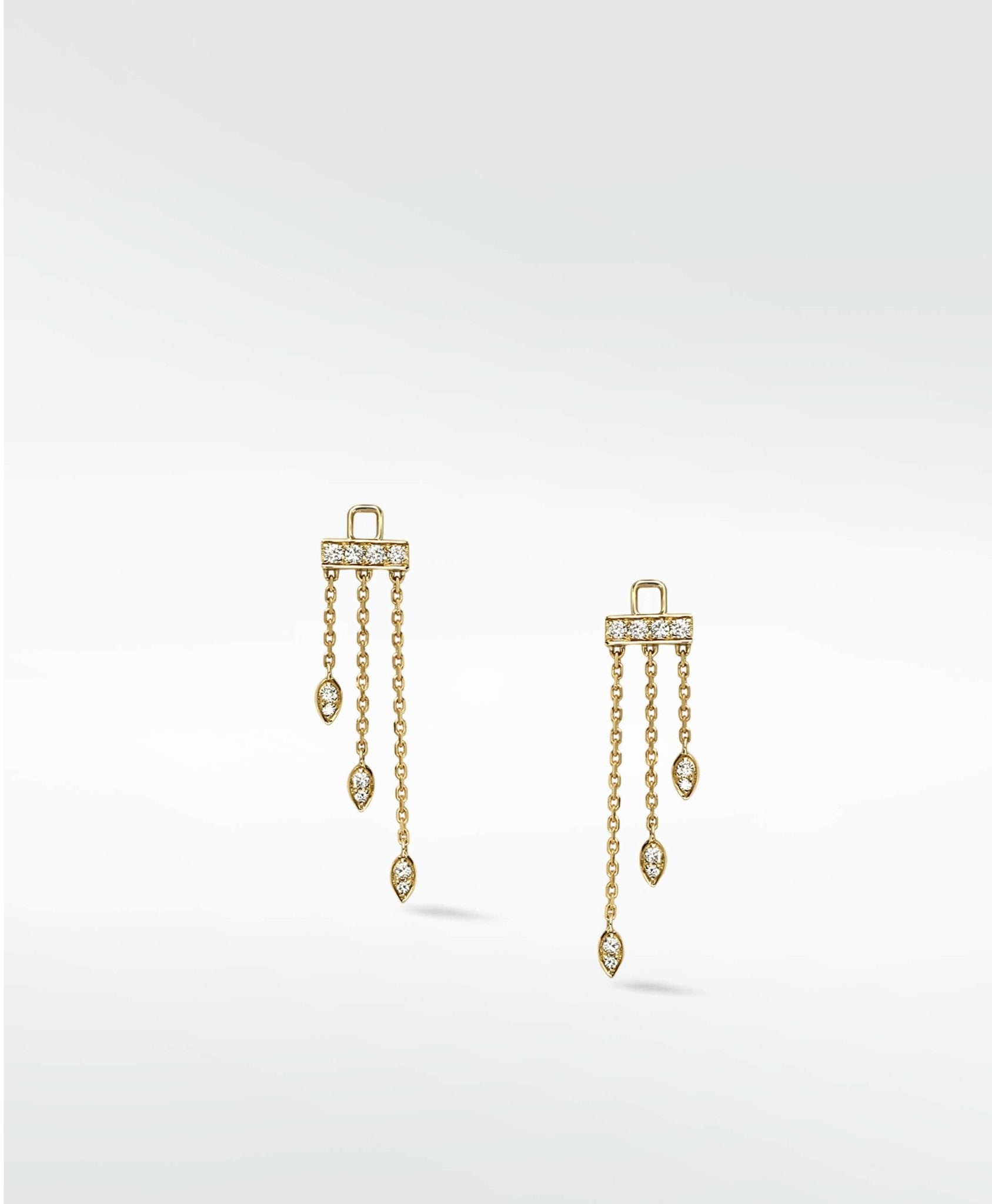 Detachable Diamond Leaf Tassel Drop Earrings - Lark and Berry