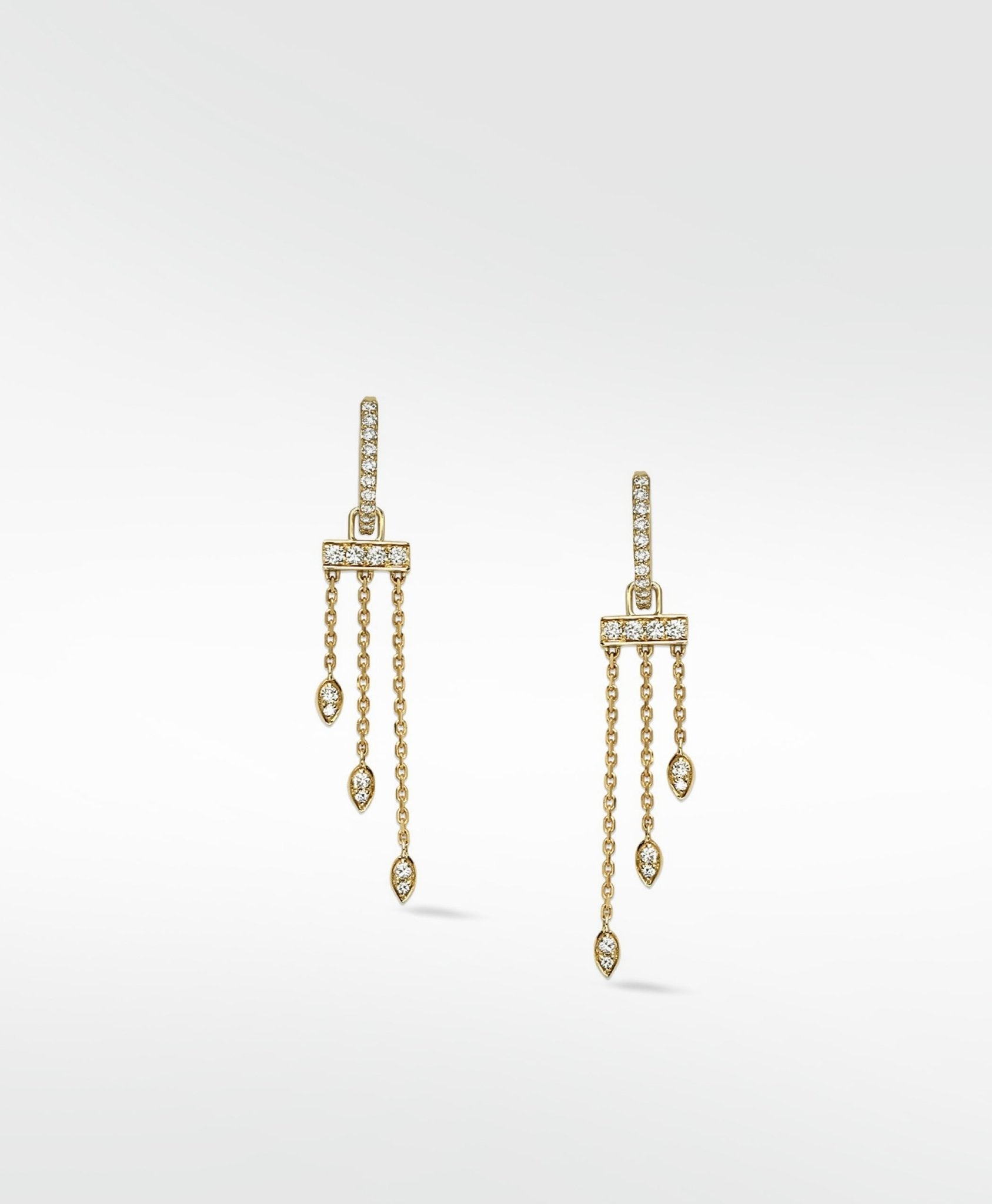 Detachable Diamond Leaf Tassel Drop Earrings - Lark and Berry