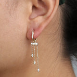 Detachable Diamond Leaf Tassel Drop Earrings - Lark and Berry