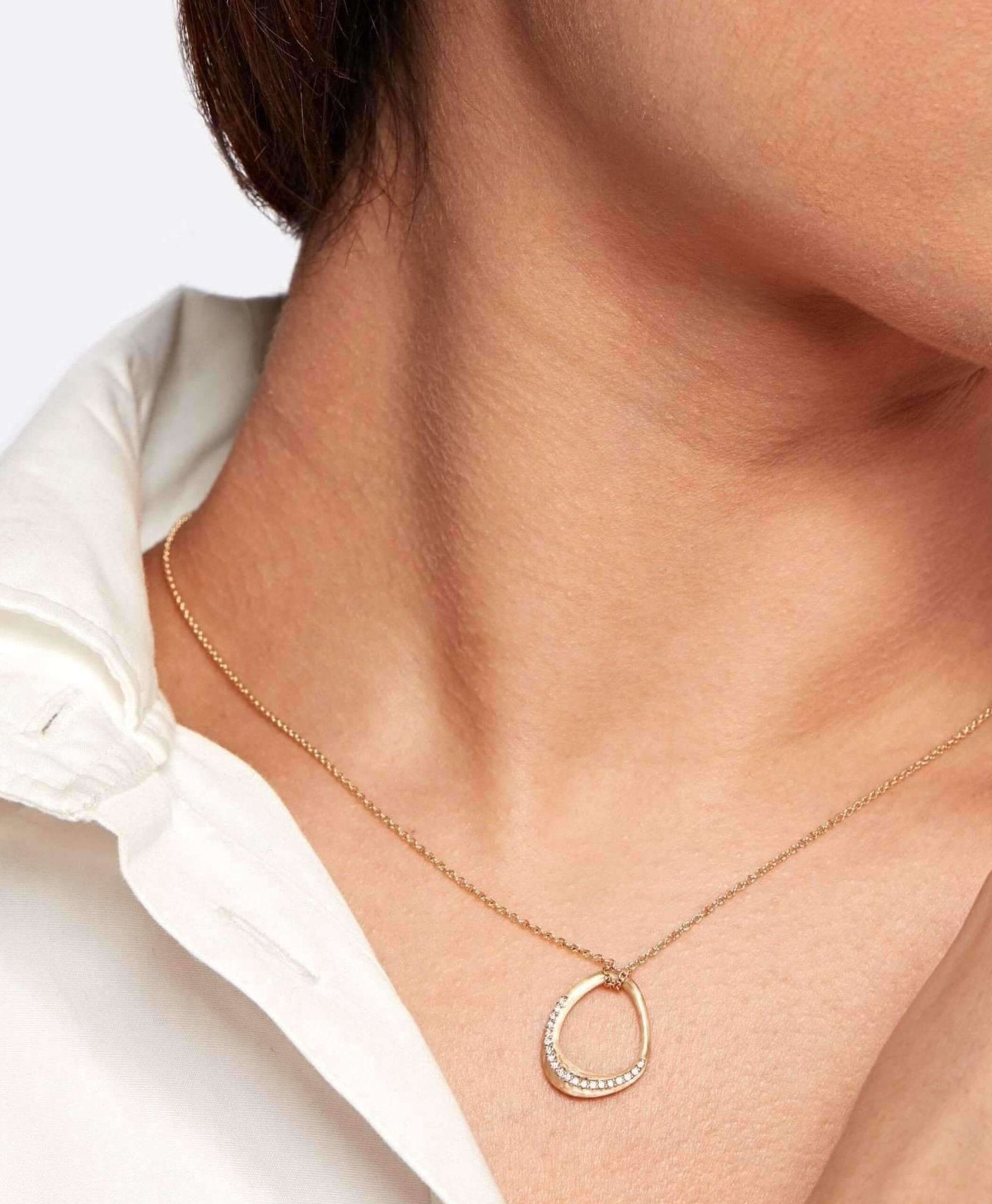 Dune Diamond Pendant in Solid 14K Yellow Gold - Lark and Berry