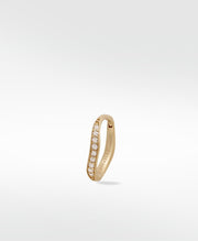 A single Lark & Berry Dune Diamond Large Brushed Hoop earring with a row of pavé diamonds against a white background.