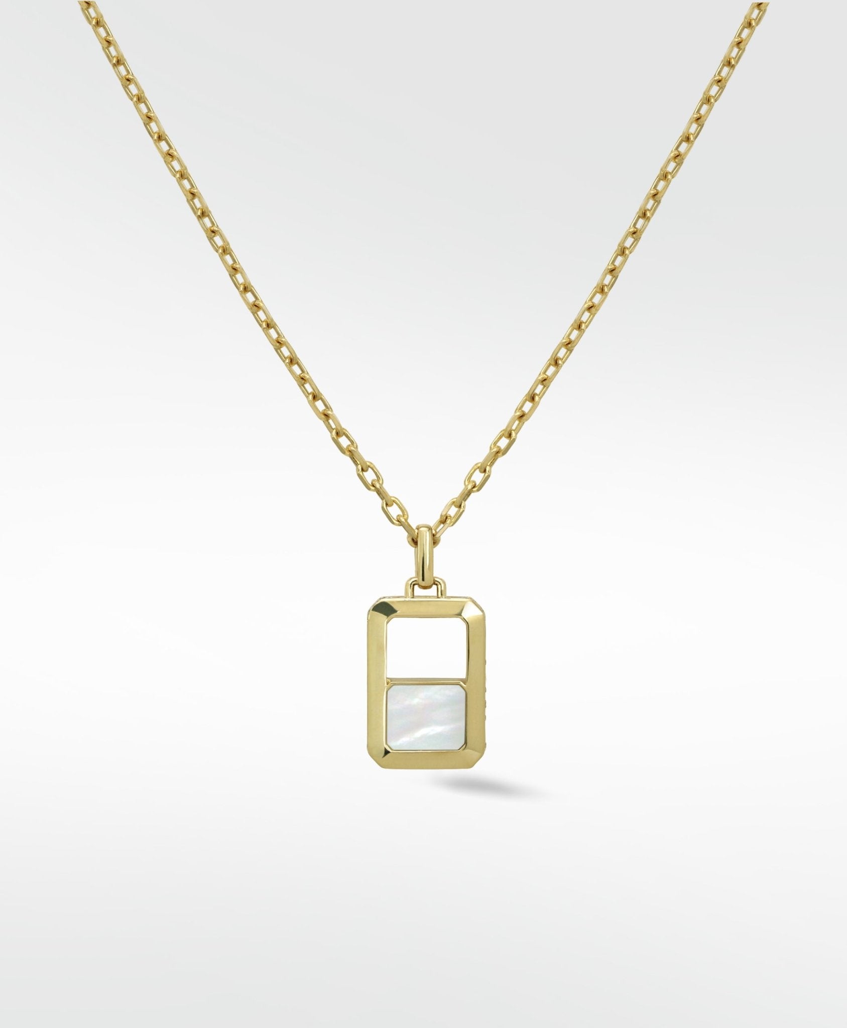 Eclipsis Diamond Edged Pendant with Mother of Pearl and Onyx in 18k Yellow Gold - Lark and Berry