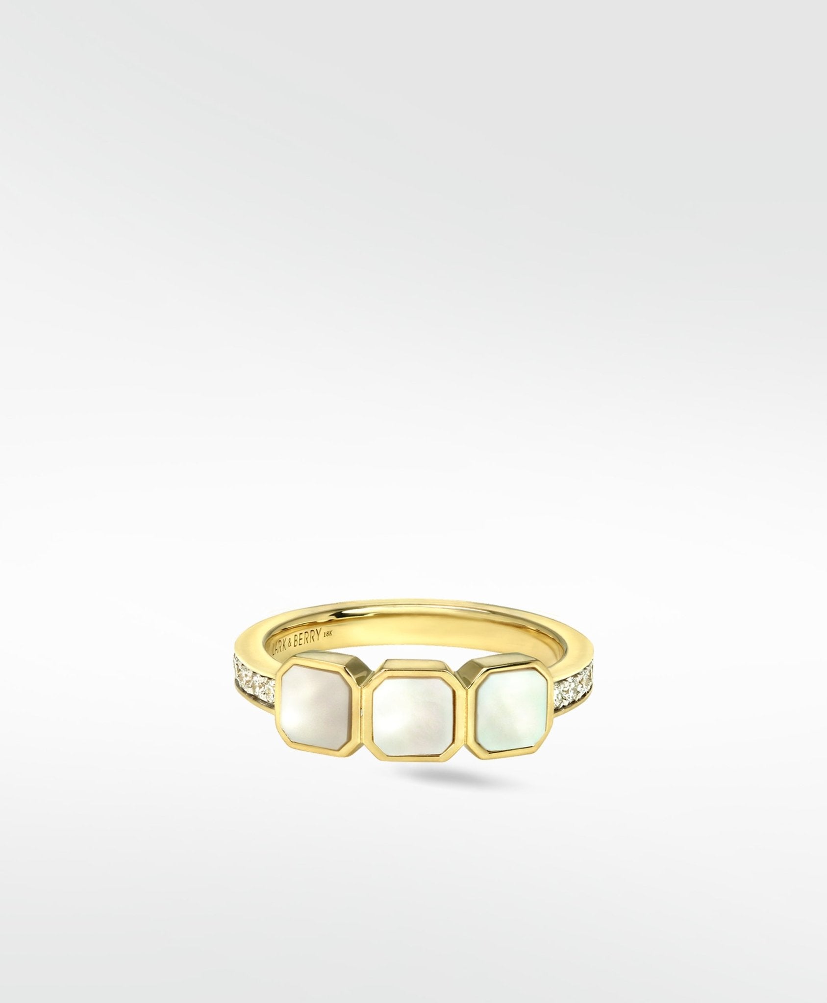 Eclipsis Mother of Pearl and Diamond Ring in 18k Yellow Gold - Lark and Berry