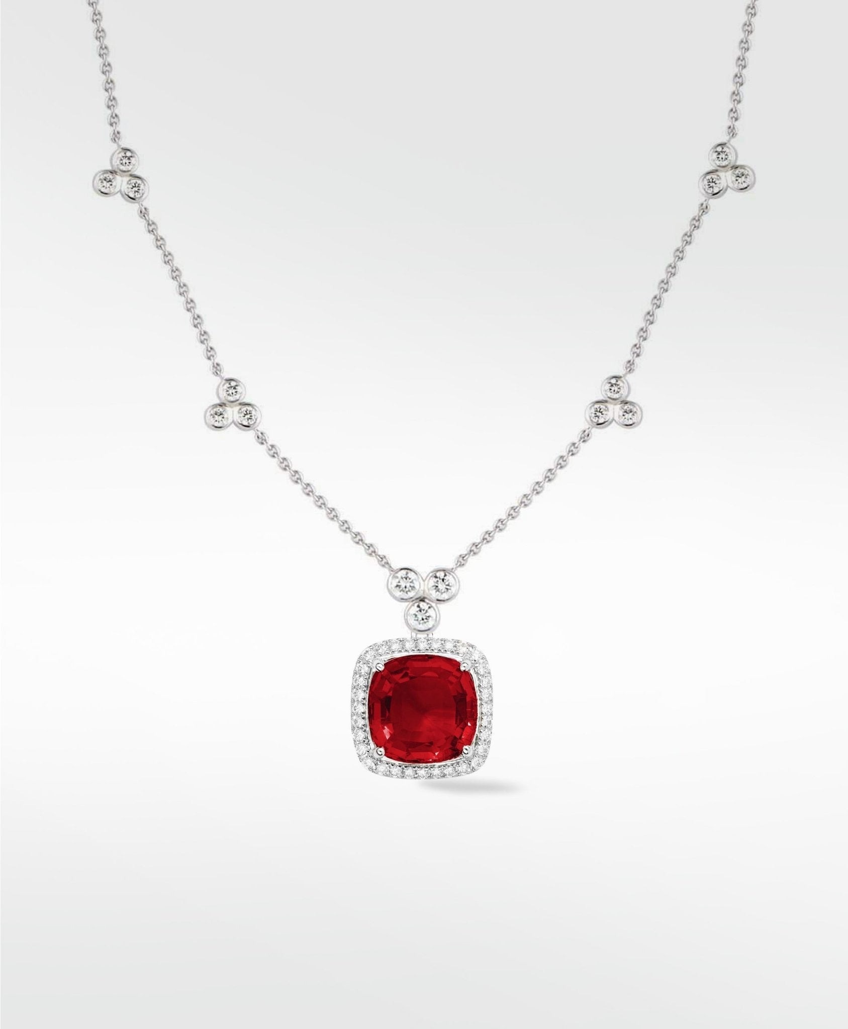 Flora Diamond Station Necklace (without drop) in Solid 18K White Gold - Lark and Berry