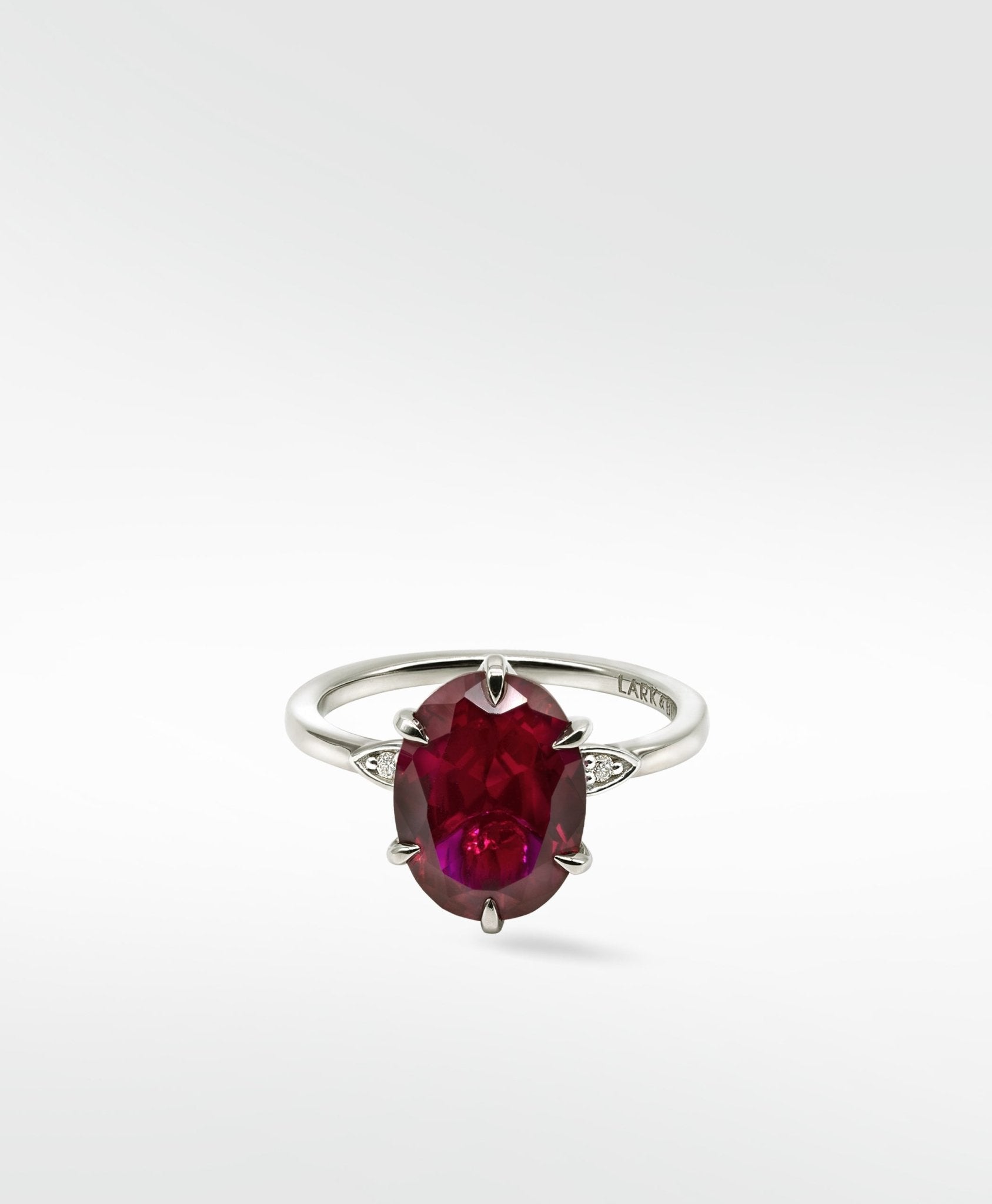 Flora Oval Ruby Cocktail Ring in 18k White Gold - Lark and Berry