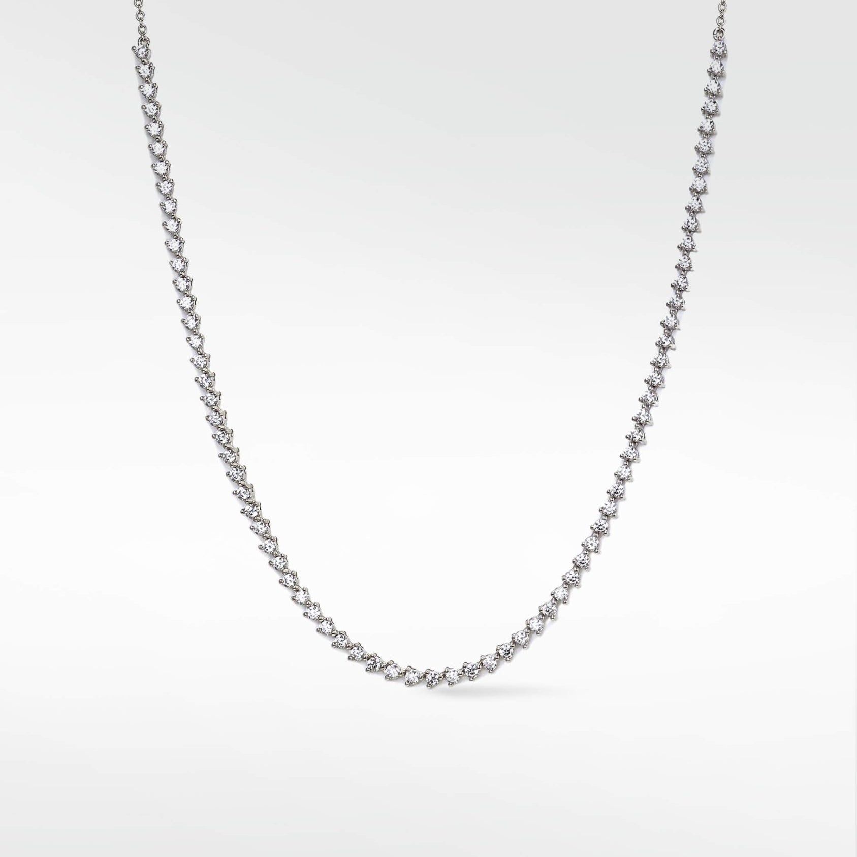 Modernist Diamond Tennis Necklace in 14K White Gold - Lark and Berry