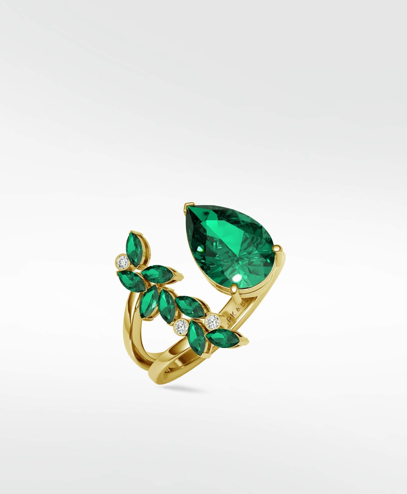 Veto Emerald Open Petal Cocktail Ring in 18K Yellow Gold - Lark and Berry