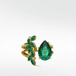 Veto Emerald Open Petal Cocktail Ring in 18K Yellow Gold - Lark and Berry