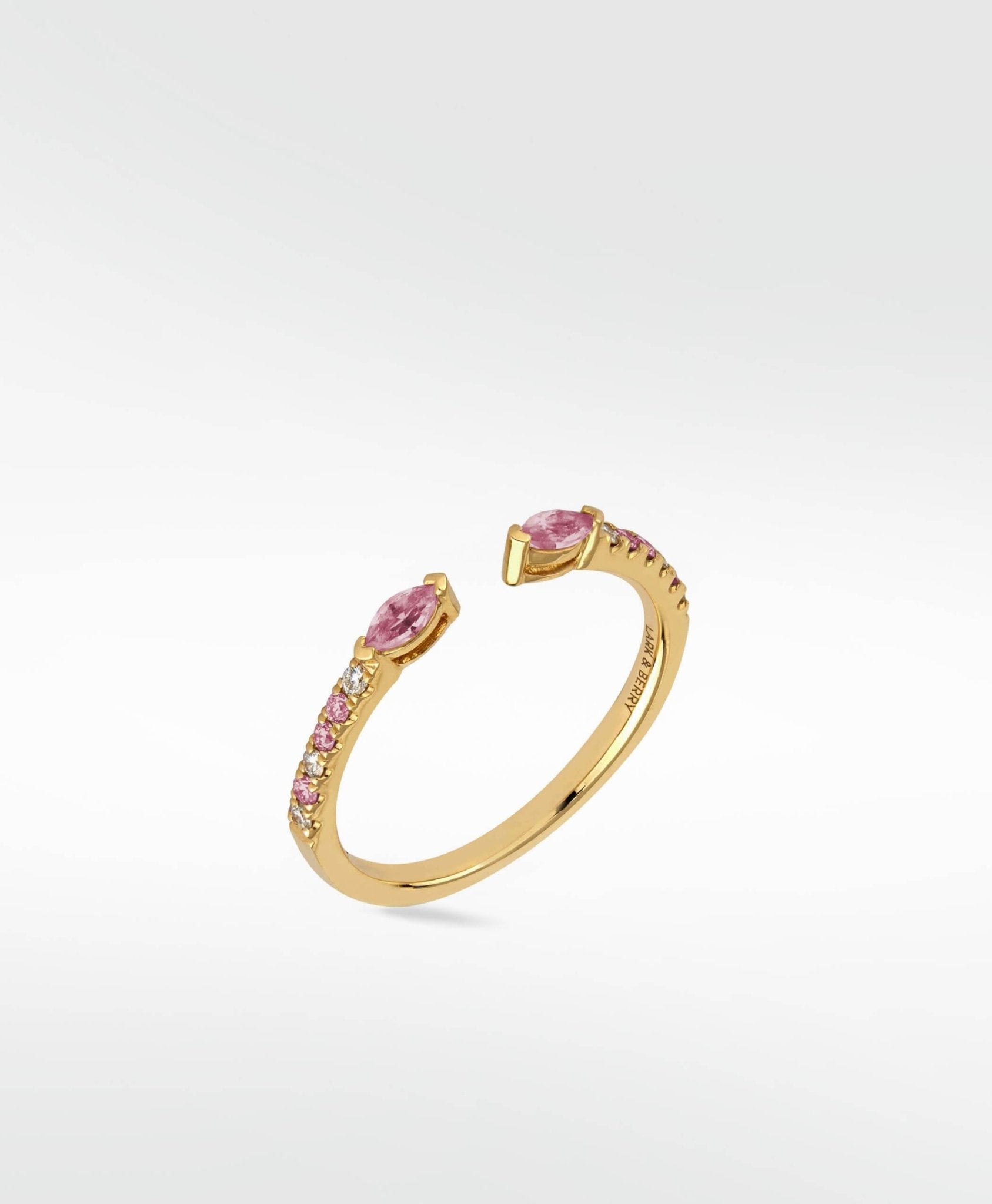 Veto Open Stackable Ring- Pink Sapphire in 14K Gold - Lark and Berry
